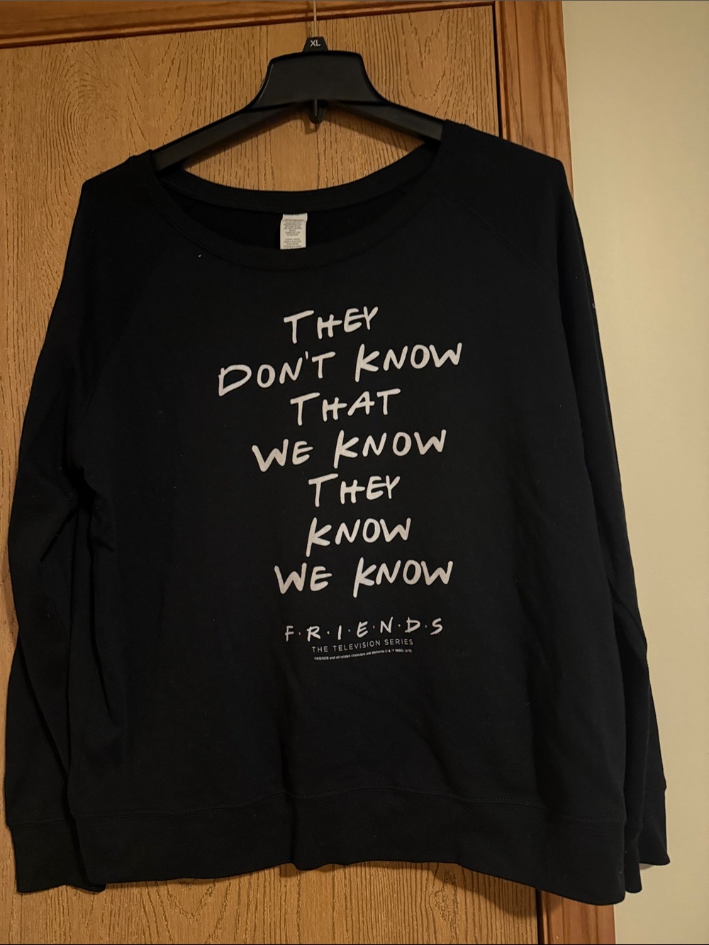 FRIENDS Black Lightweight Sweatshirt with White Script Quote